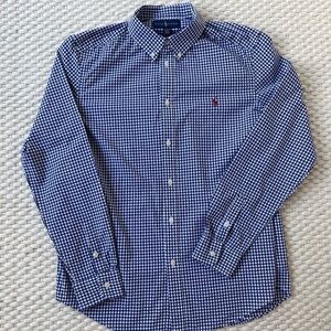 Polo Ralph Lauren Boys Long Sleeve Button Down Down Gingham Shirt XL 18-20 Dress